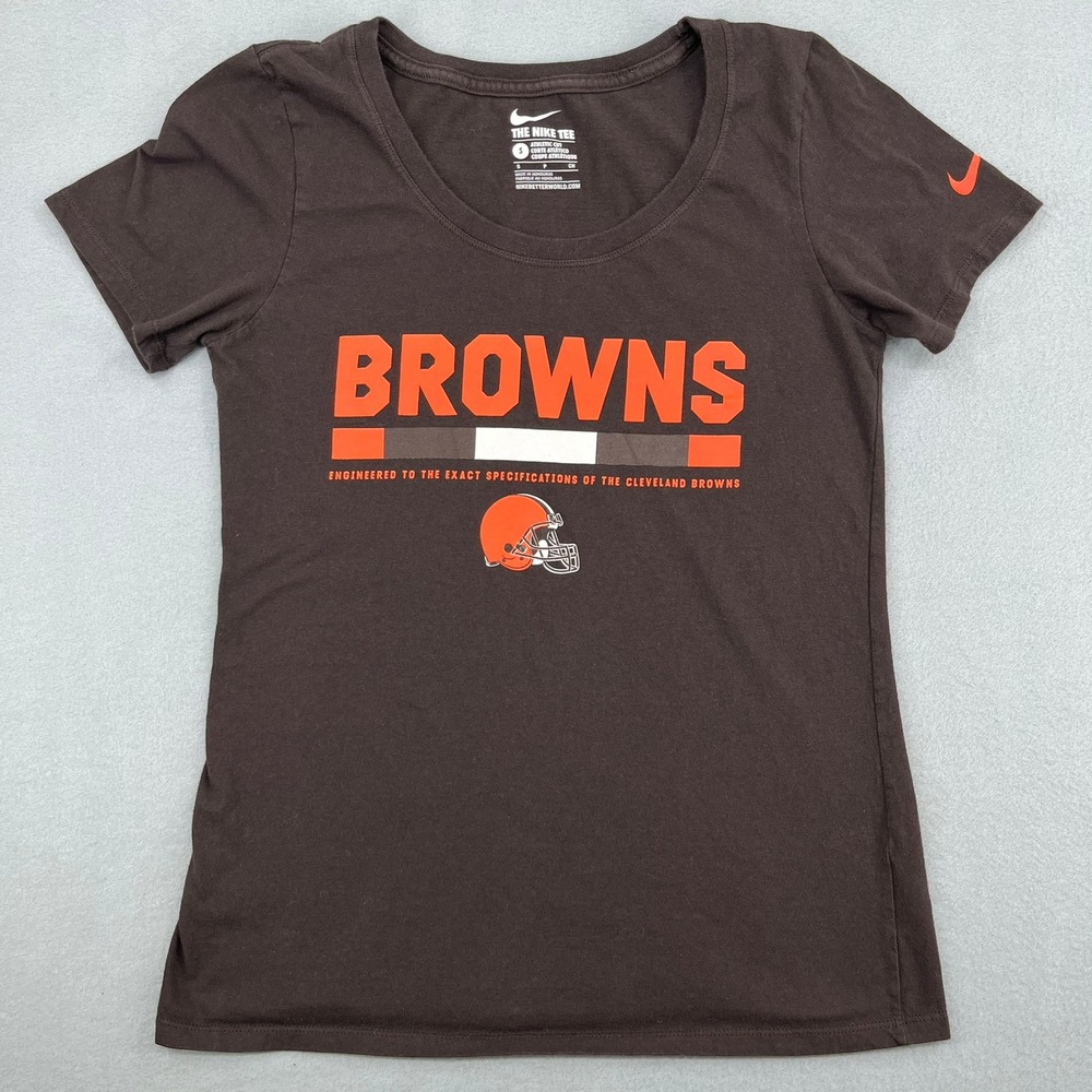 Nike Cleveland Browns NFL‎ Graphic T-Shirt Womens Small Brown Athletic Cut Tee